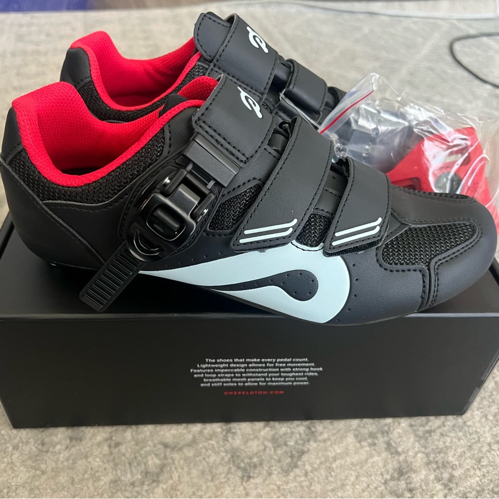 Peloton Black and Red Sneakers with Velcro Closure